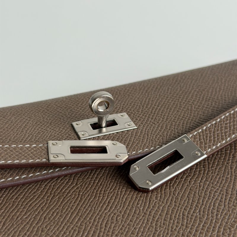 99新🆕 Hermès 愛馬仕 Kelly長夾 大象灰銀釦-16