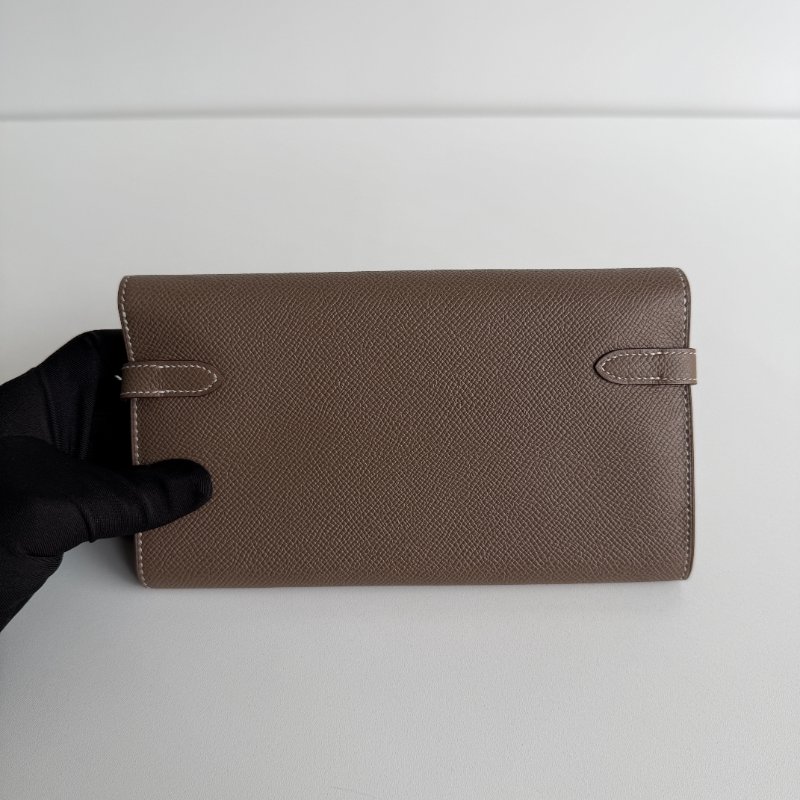 99新🆕 Hermès 愛馬仕 Kelly長夾 大象灰銀釦-17