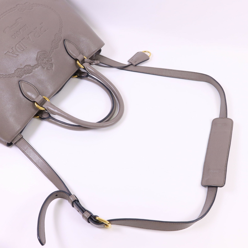 PRADA 牛皮皮革2 Way Shoulder Bag金扣手挽肩背兩用袋-8