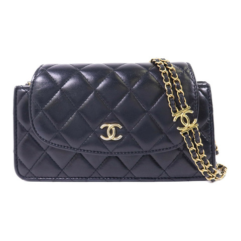 CHANEL 羊皮皮革Chain Shoulder Bag金扣鏈帶肩背袋