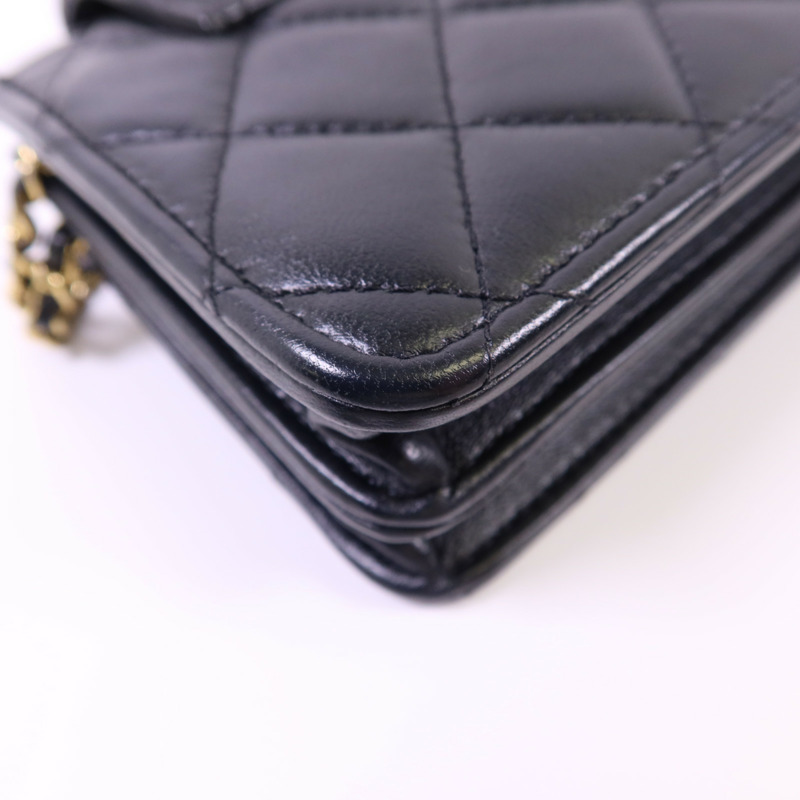 CHANEL 羊皮皮革Chain Shoulder Bag金扣鏈帶肩背袋-17