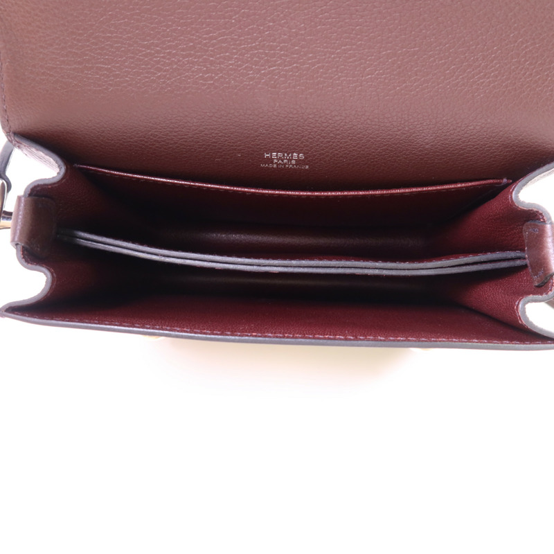 HERMES Evercolor皮革Roulis Mini銀扣肩背袋Rouge Sellier-4