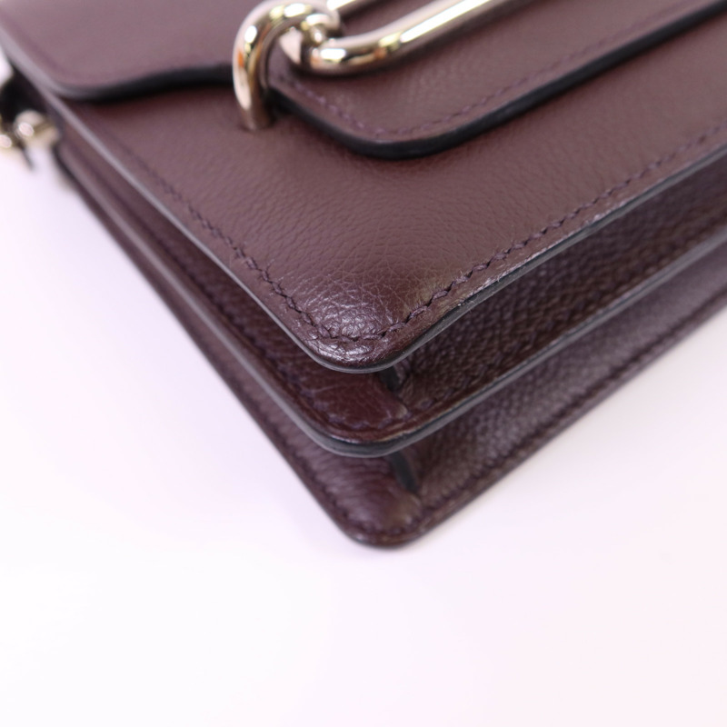 HERMES Evercolor皮革Roulis Mini銀扣肩背袋Rouge Sellier-13