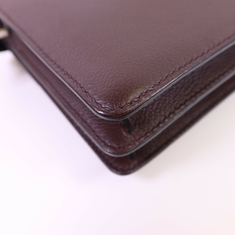 HERMES Evercolor皮革Roulis Mini銀扣肩背袋Rouge Sellier-15