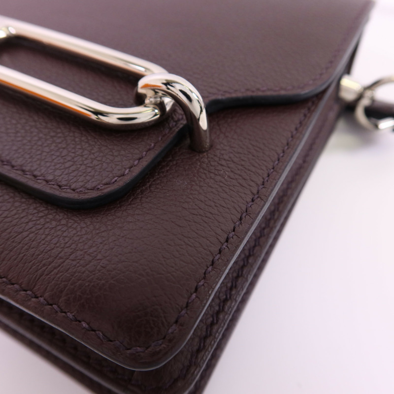 HERMES Evercolor皮革Roulis Mini銀扣肩背袋Rouge Sellier-16