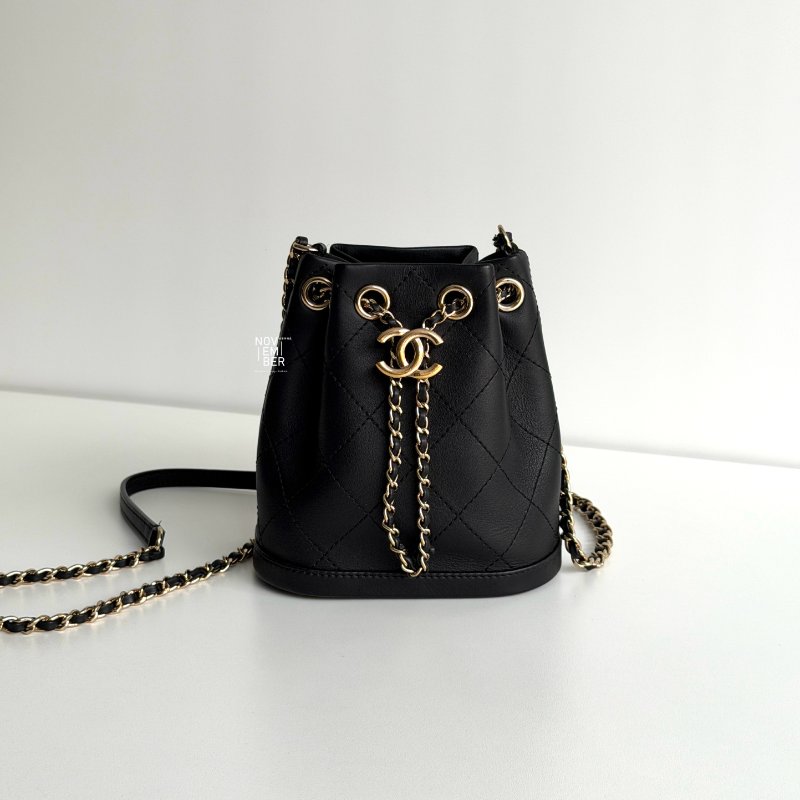 99新🆕Chanel 黑金mini雙C小水桶-0