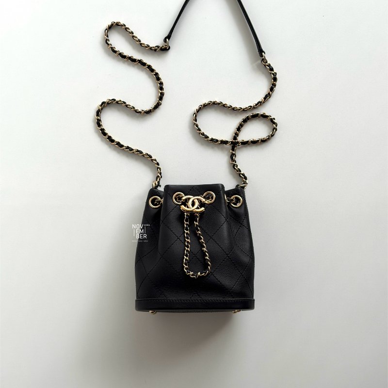 99新🆕Chanel 黑金mini雙C小水桶-5