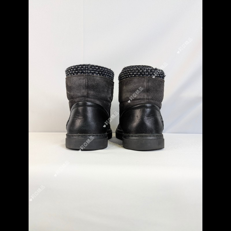 莉亞精品♡Chanel 麂皮拼接高筒休閒鞋 尺碼38.5 二手美品-2