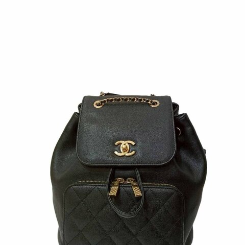 CHANEL黑金荔枝紋後背包