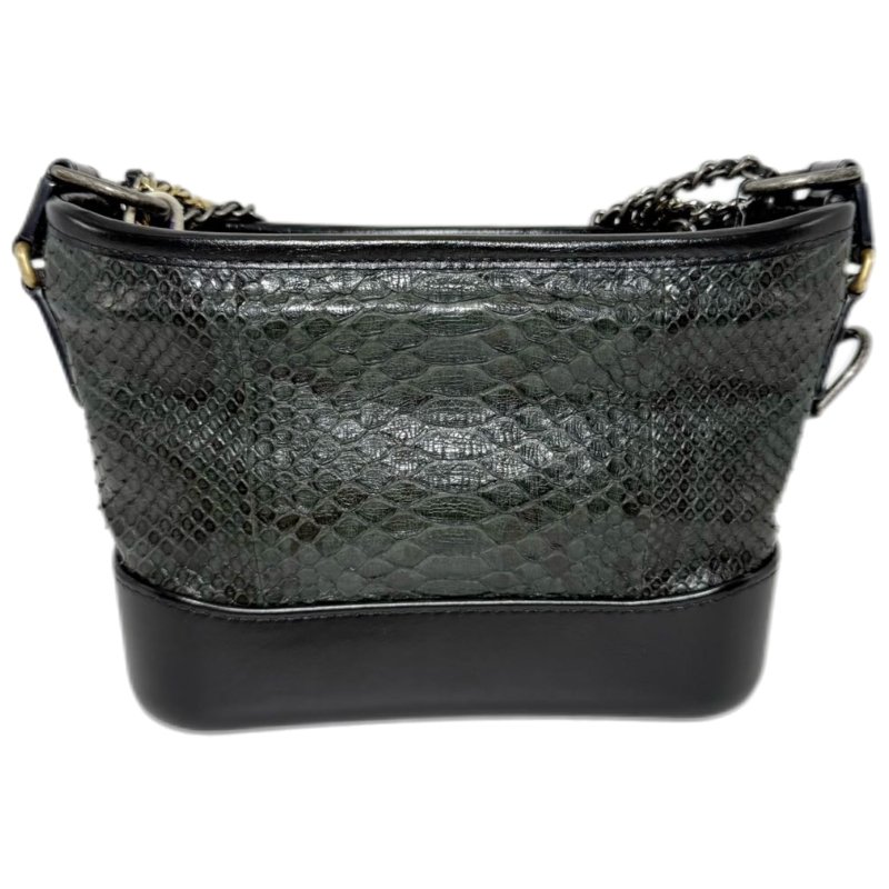 [ 2402］ 香奈兒 Chanel 流浪包 黑綠色（蛇皮）小號-1