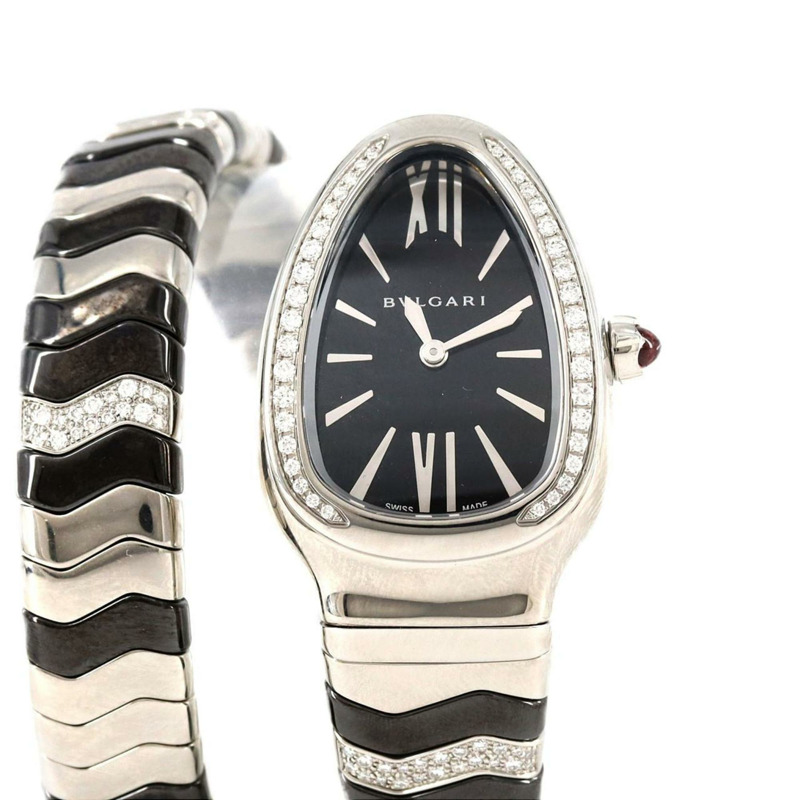 寶格麗 Serpenti Spiga D 手環（小號）SP35S SP35BSDBCSD1.1T 不鏽鋼石英錶-0