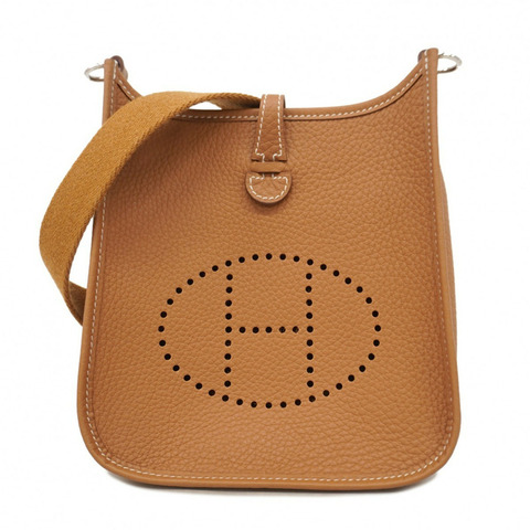 愛馬仕 Hermès Evelyn TPM Taurillon Clemence 女士單肩包，金色，K 字印記