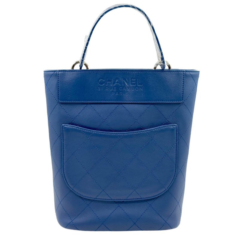 ［2246］香奈兒 Chanel Hippie 水桶包 深藍色 小牛皮 中號-1