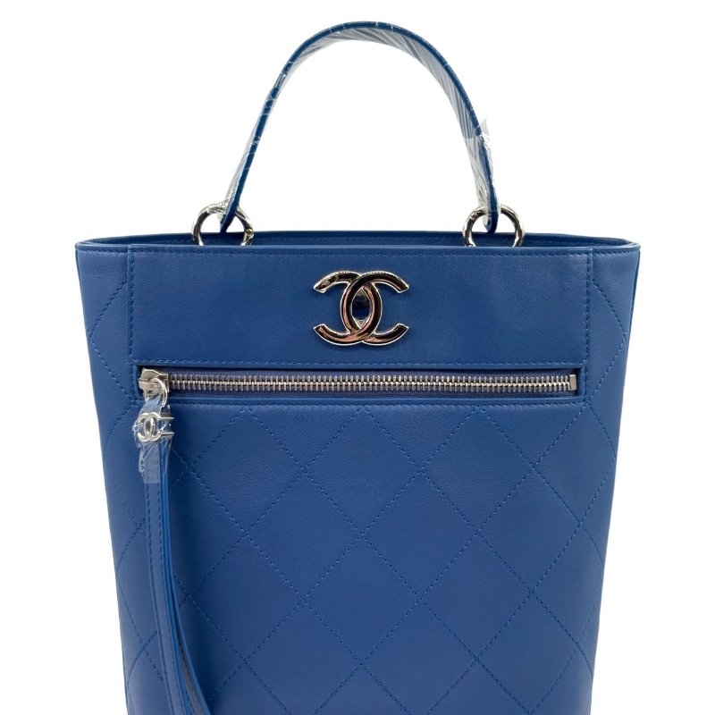 ［2246］香奈兒 Chanel Hippie 水桶包 深藍色 小牛皮 中號-5