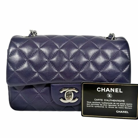[2408] Chanel CF 紫色(羊皮) 大mini 斜挎包 銀扣
