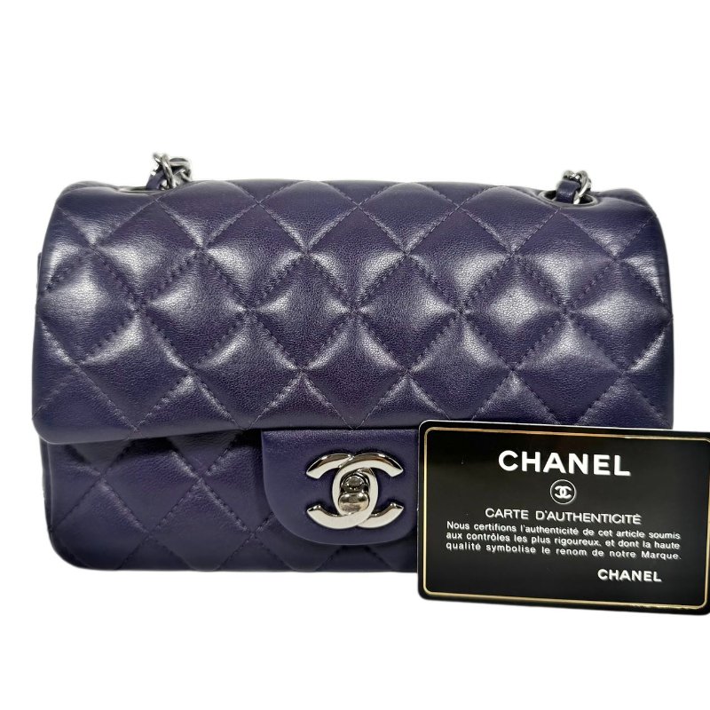 [2408] Chanel CF 紫色(羊皮) 大mini 斜挎包 銀扣-0