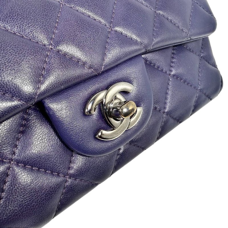 [2408] Chanel CF 紫色(羊皮) 大mini 斜挎包 銀扣-5