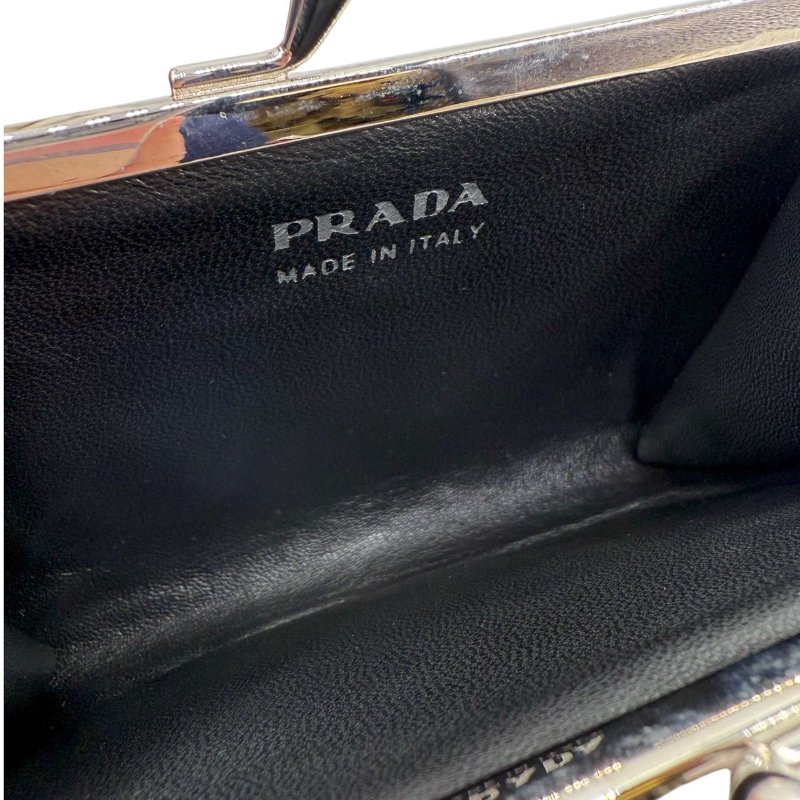 ［1766］普拉達 PRADA 蛇皮拼色手提包 黑色 蛇皮 銀扣-25