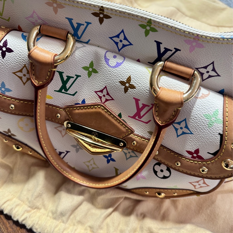 lv路易威登 Monogram Multicolor Rita 兩用白色手提包-3