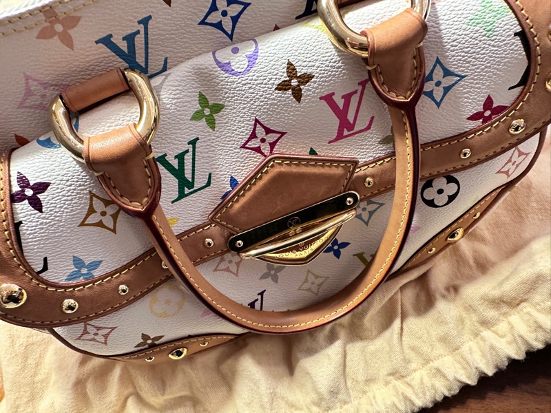 lv路易威登 Monogram Multicolor Rita 兩用白色手提包-4