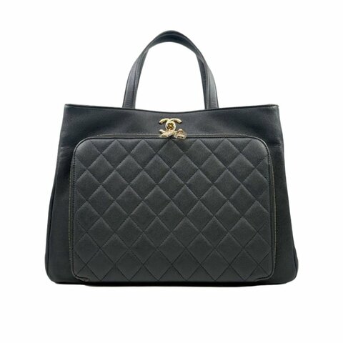 [ 2501 ] 香奈兒 Chanel 托特包（黑色）手提包 大號 荔枝皮 金扣