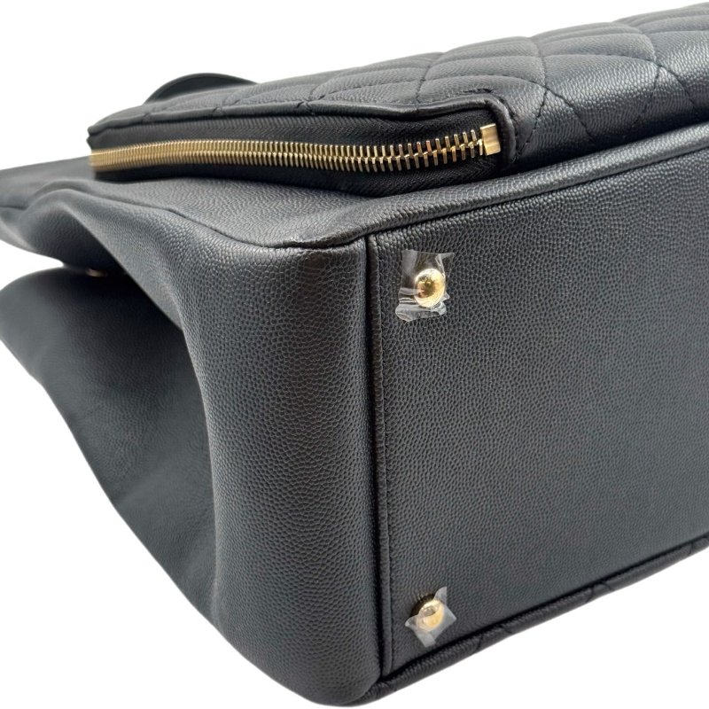 [ 2501 ] 香奈兒 Chanel 托特包（黑色）手提包 大號 荔枝皮 金扣-12