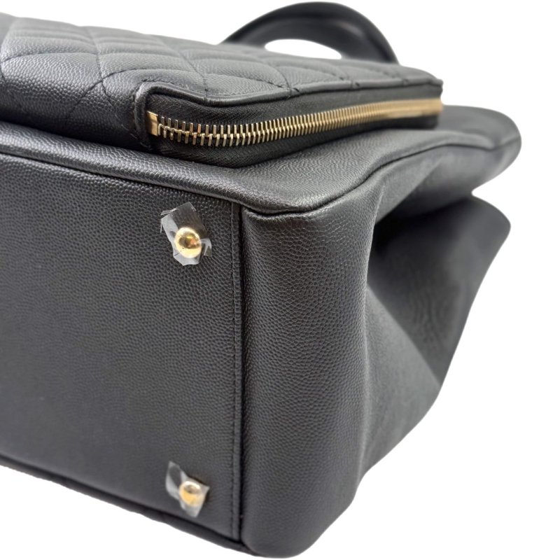 [ 2501 ] 香奈兒 Chanel 托特包（黑色）手提包 大號 荔枝皮 金扣-13