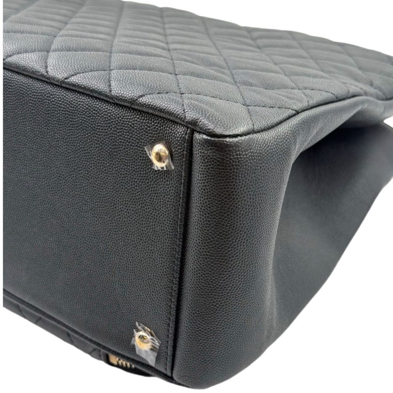 [ 2501 ] 香奈兒 Chanel 托特包（黑色）手提包 大號 荔枝皮 金扣-15