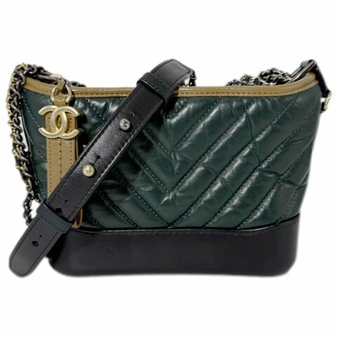 [ 2133］ 香奈兒 Chanel 流浪包 墨綠色 斜挎包 牛皮 小號