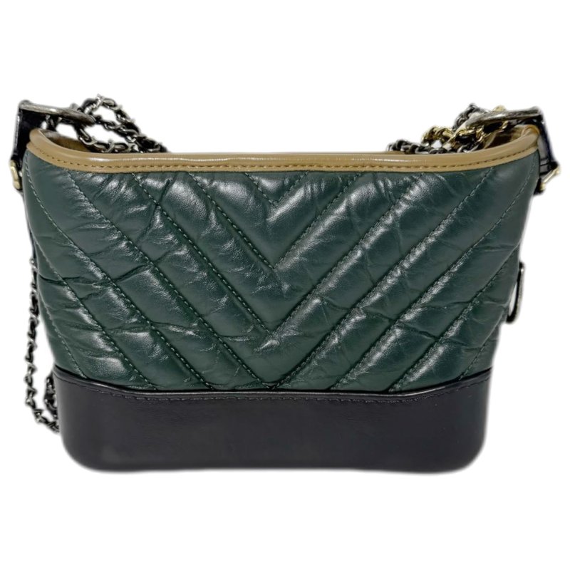 [ 2133］ 香奈兒 Chanel 流浪包 墨綠色 斜挎包 牛皮 小號-1