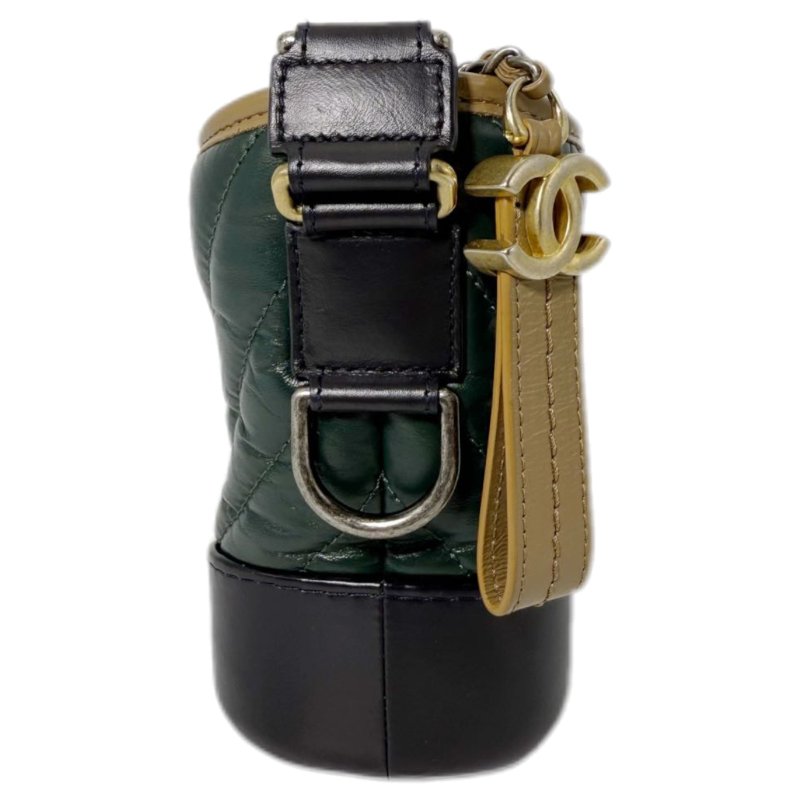 [ 2133］ 香奈兒 Chanel 流浪包 墨綠色 斜挎包 牛皮 小號-2