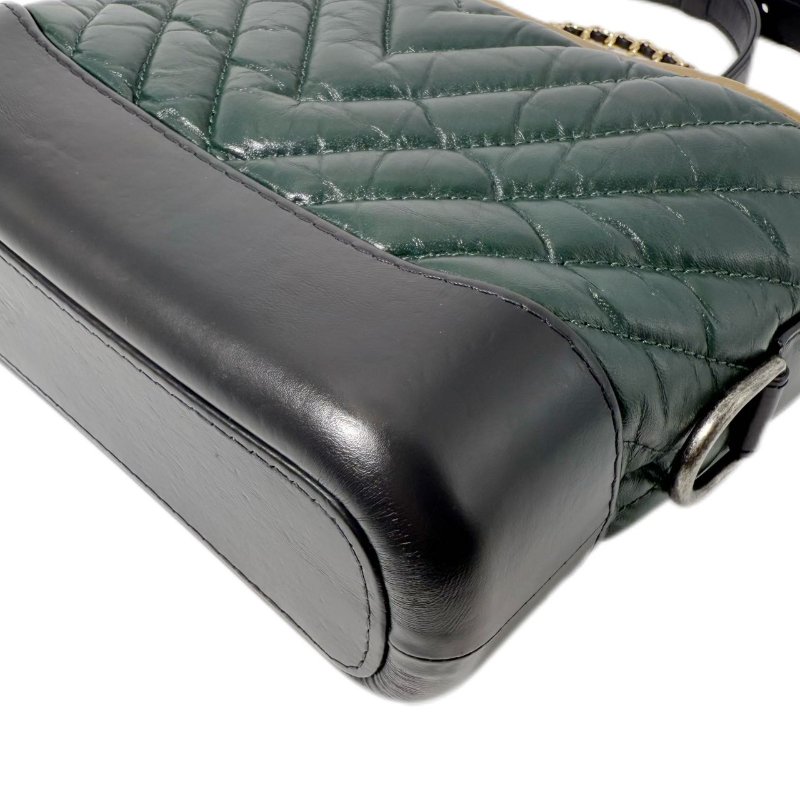 [ 2133］ 香奈兒 Chanel 流浪包 墨綠色 斜挎包 牛皮 小號-8