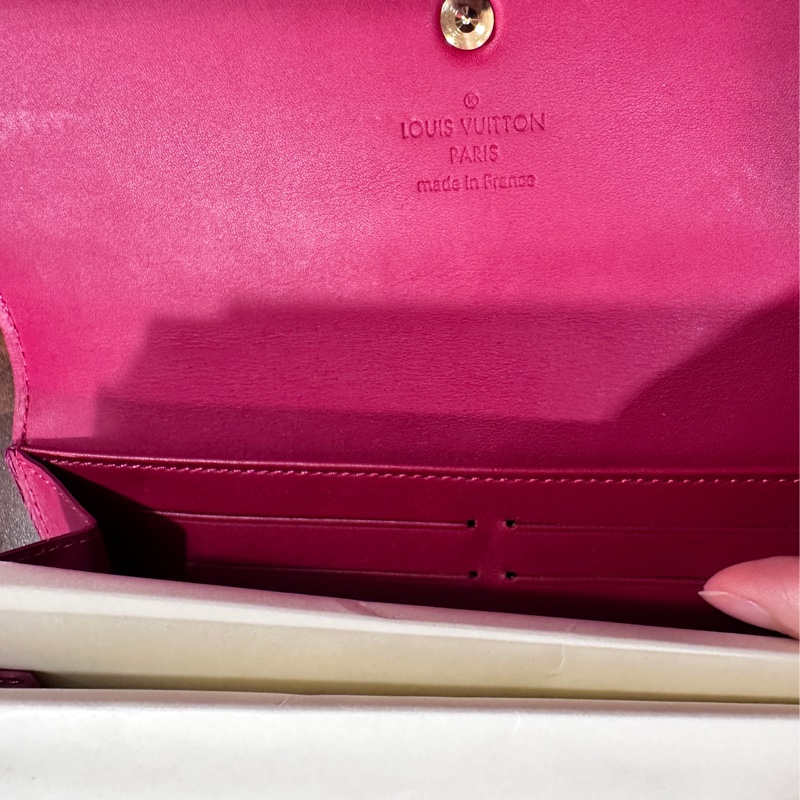 lv 路易威登 橘紅色漆皮長夾-4