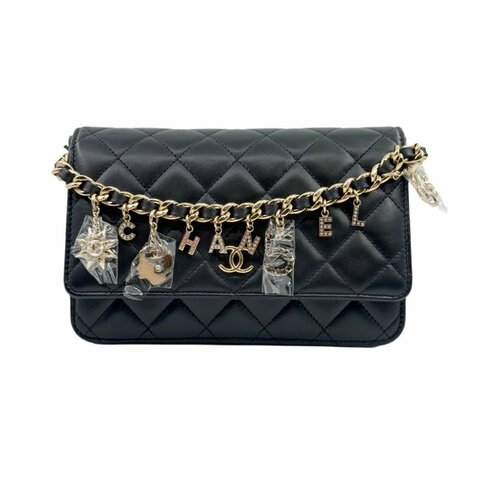 ［2536］香奈兒 Chanel WOC 黑色 羊皮 中號 金扣