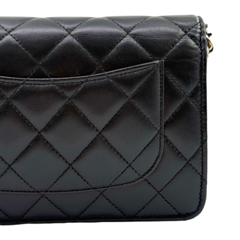 ［2536］香奈兒 Chanel WOC 黑色 羊皮 中號 金扣-9
