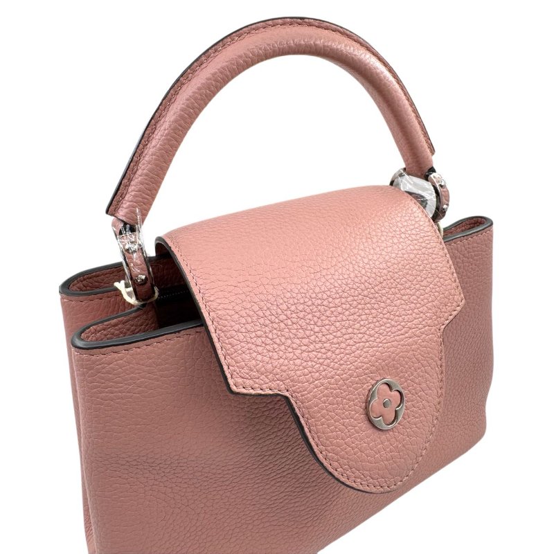 【2107】 路易威登 LV Capucines 粉色 牛皮手提/斜挎包 小號-6