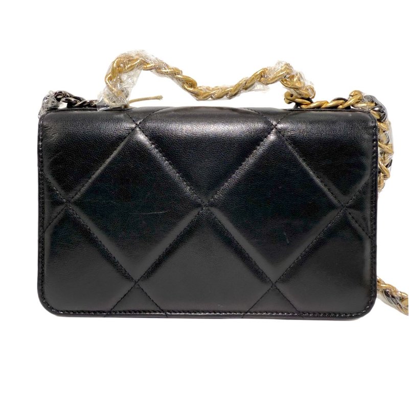 ［2537］香奈兒 Chanel 19 Bag 黑金色 羊皮 小號 金扣-1