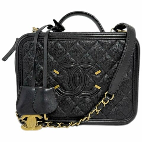 [ 2441］香奈兒  Chanel vanity相機包 黑色 (荔枝皮)中號
