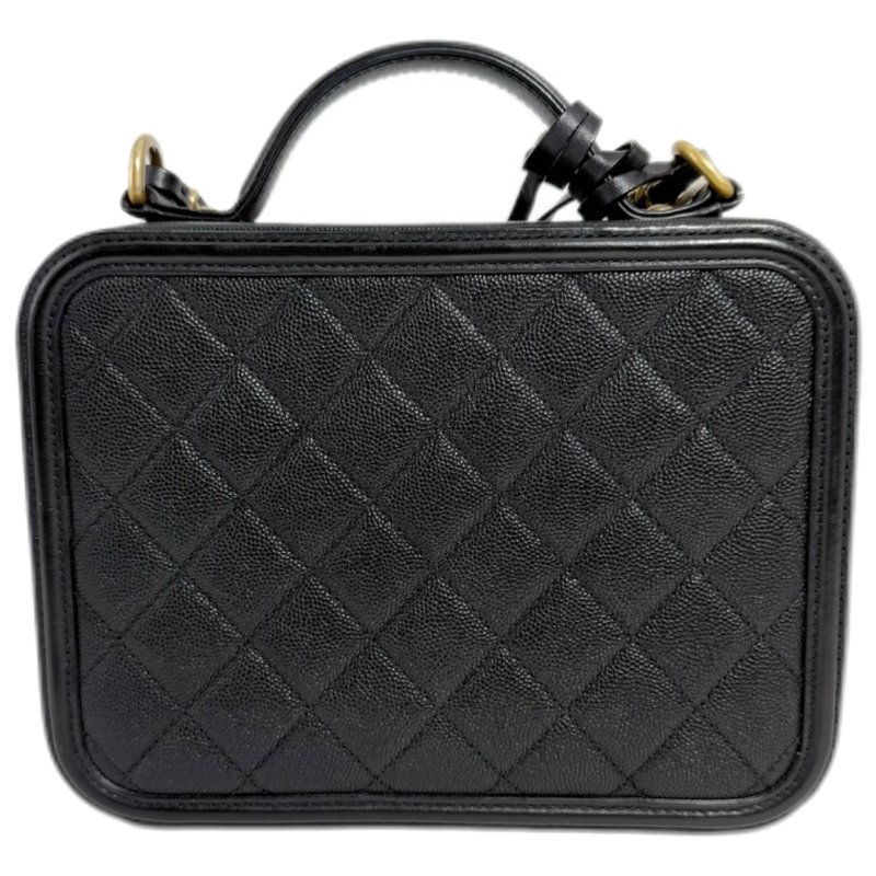 [ 2441］香奈兒  Chanel vanity相機包 黑色 (荔枝皮)中號-1