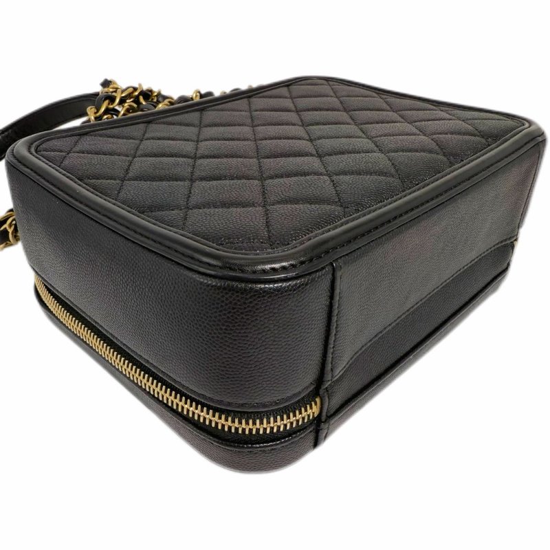 [ 2441］香奈兒  Chanel vanity相機包 黑色 (荔枝皮)中號-7