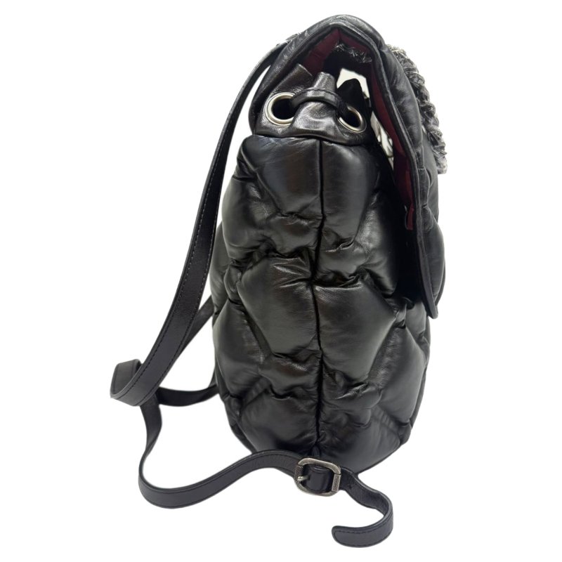 ［2416］香奈兒 Chanel 泡芙雙肩包 黑色 羊皮 小號-3