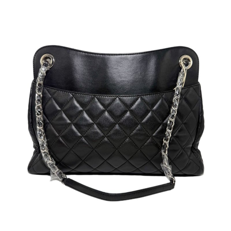 ［2038］香奈兒 Chanel 托特包 黑銀色 小牛皮 大號 銀扣-1