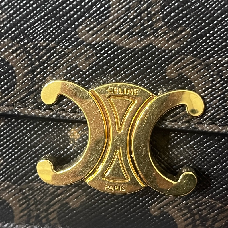 CELINE Triomphe Compact經典LOGO印花信用卡證件名片零錢包-2