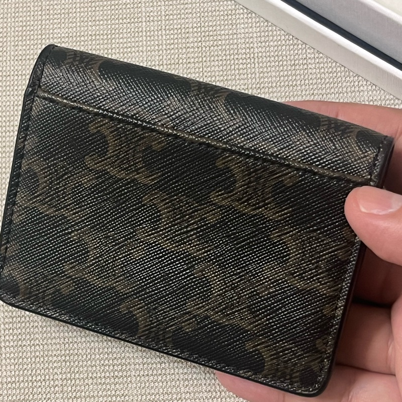 CELINE Triomphe Compact經典LOGO印花信用卡證件名片零錢包-4