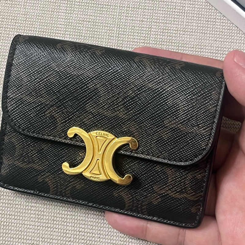 CELINE Triomphe Compact經典LOGO印花信用卡證件名片零錢包-5
