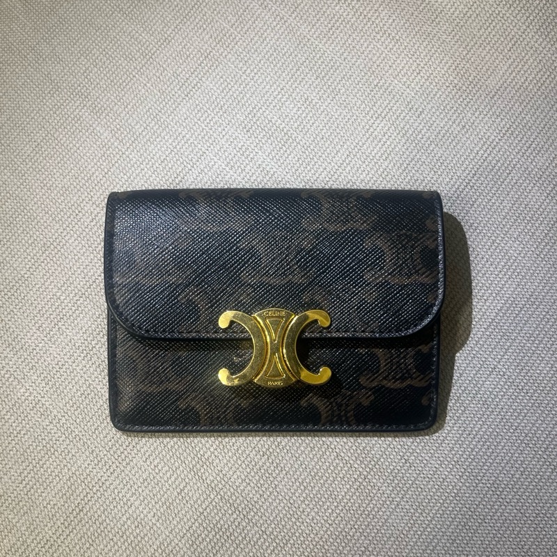 CELINE Triomphe Compact經典LOGO印花信用卡證件名片零錢包-7