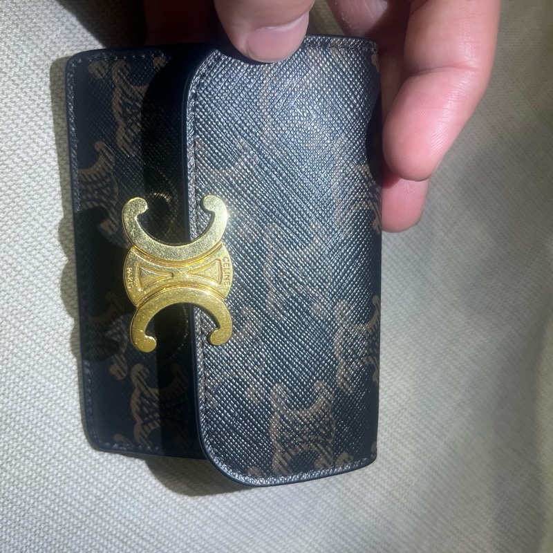 CELINE Triomphe Compact經典LOGO印花信用卡證件名片零錢包-11