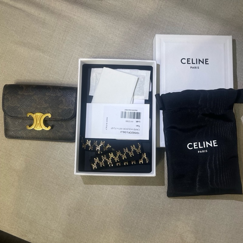 CELINE Triomphe Compact經典LOGO印花信用卡證件名片零錢包-12
