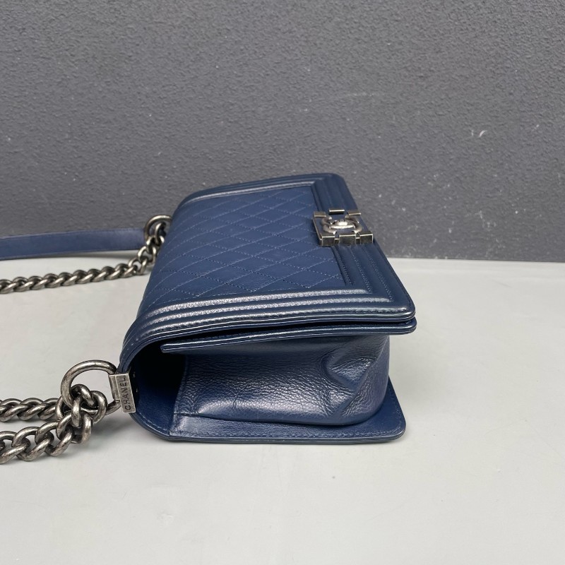 Chanel香奈兒 藏藍色全皮中號leboy鏈條包-2