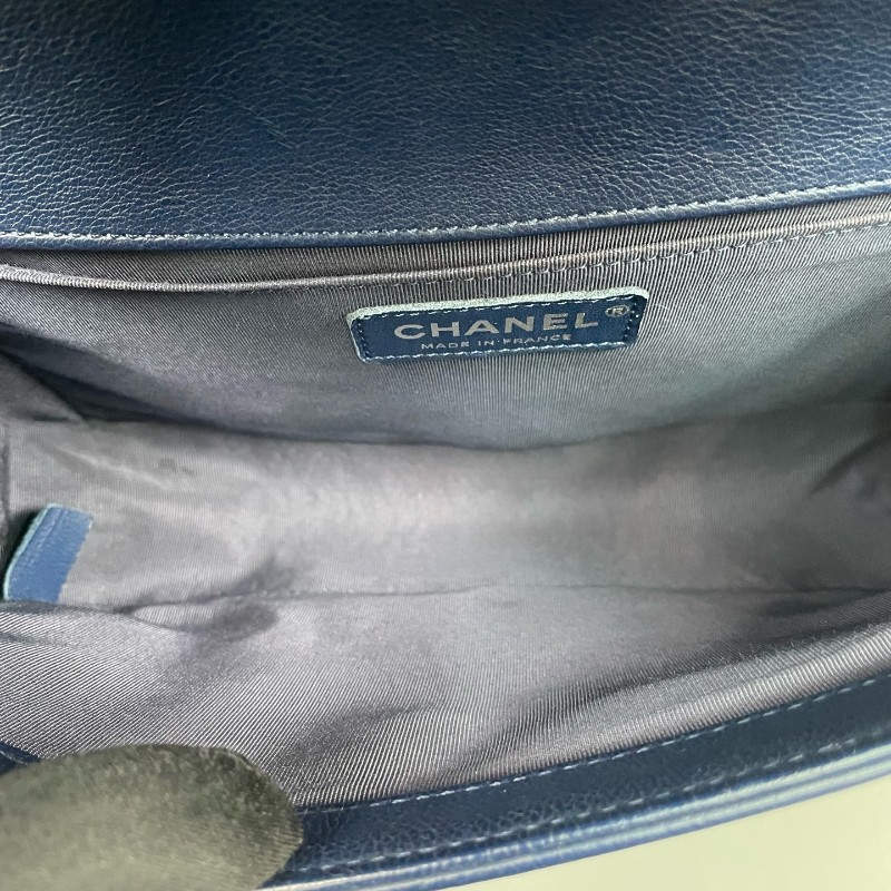 Chanel香奈兒 藏藍色全皮中號leboy鏈條包-7